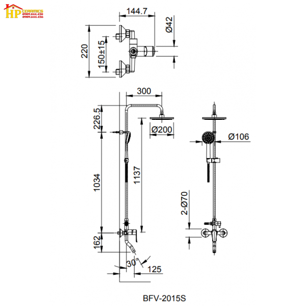 SEN CÂY TẮM ĐỨNG NÓNG LẠNH INAX BFV-2015S CHÍNH HÃNG