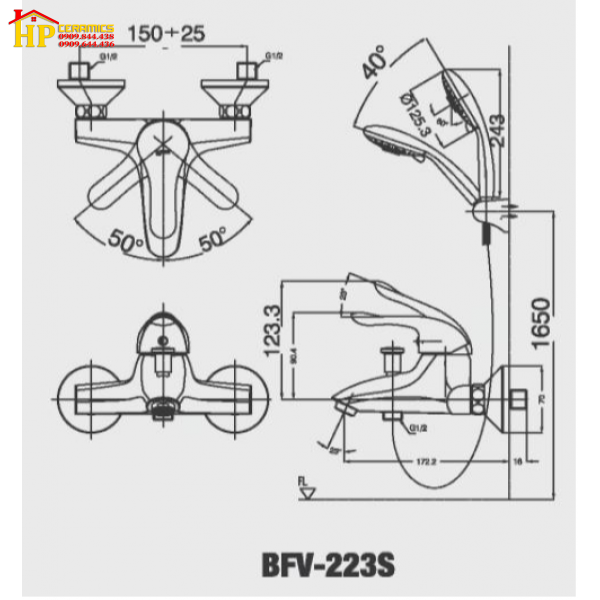 SEN TẮM DÂY NÓNG LẠNH INAX BFV-223S CHÍNH HÃNG
