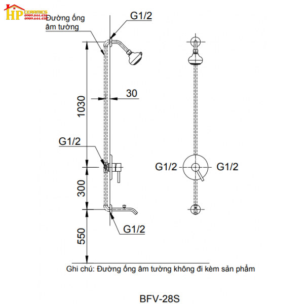 SEN TẮM ÂM TƯỜNG INAX BFV - 28S CHÍNH HÃNG