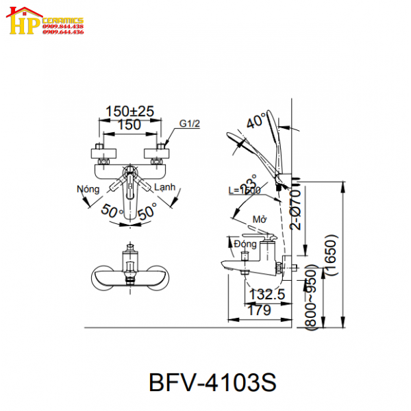 SEN TẮM DÂY NÓNG LẠNH INAX BFV- 4103S-5C CHÍNH HÃNG