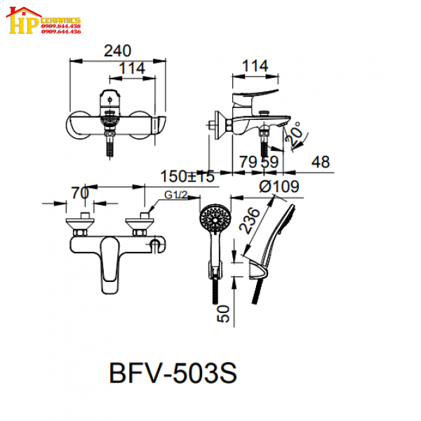 SEN TẮM NÓNG LẠNH INAX BFV-503S CHÍNH HÃNG