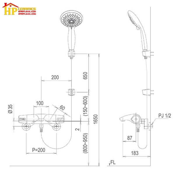 SEN TẮM CHỈNH NHIỆT ĐỘ INAX BFV-5103T-5C CHÍNH HÃNG