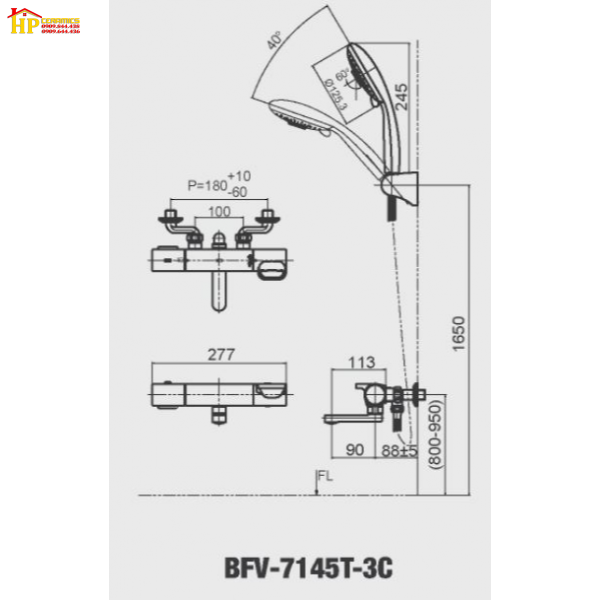SEN TẮM NÓNG LẠNH CHỈNH NHIỆT ĐỘ INAX BFV-7145T-3C CHÍNH HÃNG