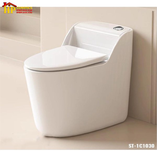 BÀN CẦU MỘT KHỐI TRẮNG NÚT LỆCH 1030 CAO CẤP GIÁ RẺ