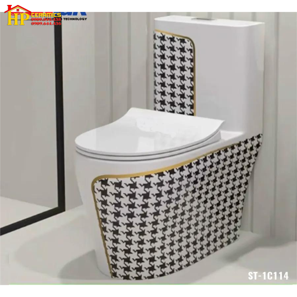 BÀN CẦU KHỐI TRẮNG CARO CHỈ VÀNG 114 CAO CẤP GIÁ RẺ