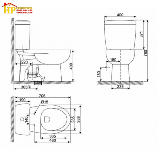 BÀN CẦU HAI KHỐI AMERICAN STANDARD 2793-WT CHÍNH HÃNG