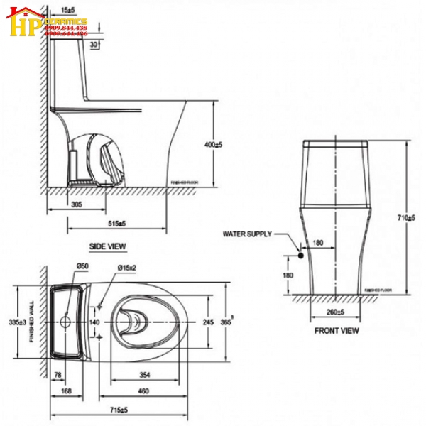 BÀN CẦU KHỐI AMERICAN STANDARD VF-2530P  CHÍNH HÃNG
