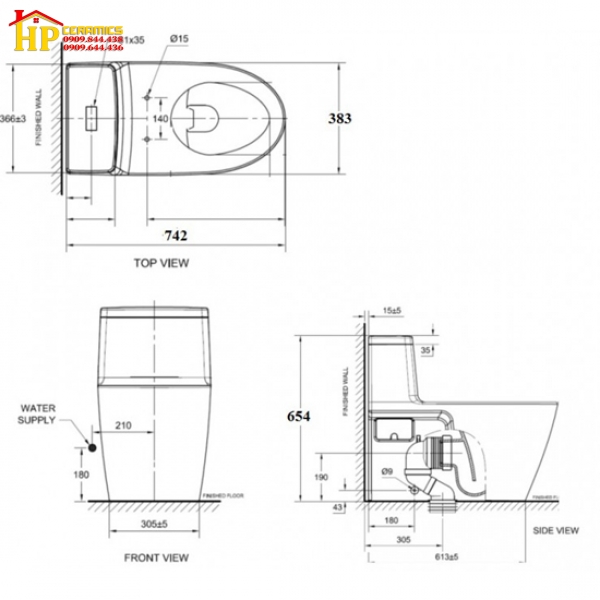 BÀN CẦU KHỐI AMERICAN STANDARD VF-1808T CHÍNH HÃNG