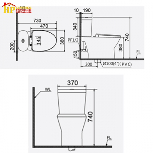 BÀN CẦU HAI KHỐI NẮP CƠ CAESAR CD1320+TAF060 CHÍNH HÃNG