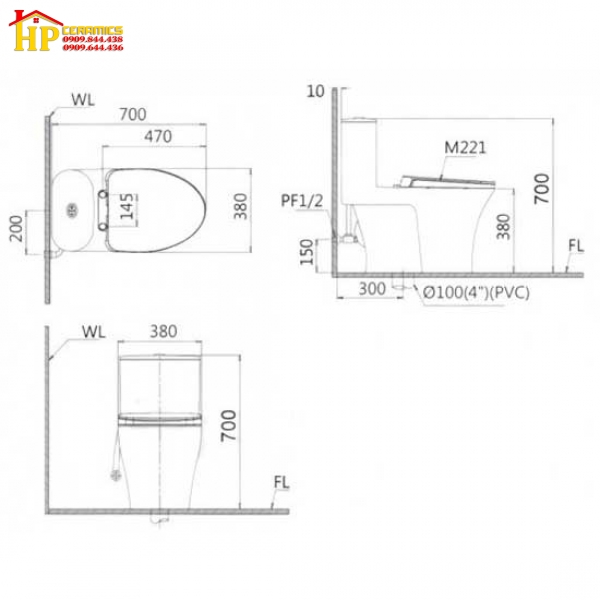 BÀN CẦU KHỐI CAESAR CD1395 CHÍNH HÃNG