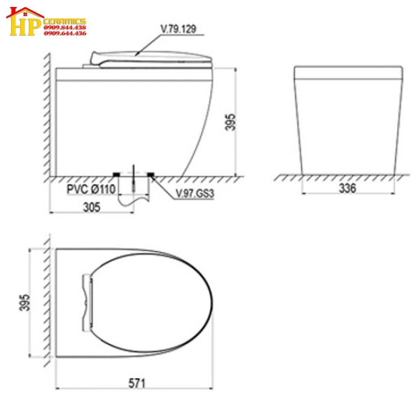 BÀN CẦU ĐẶT SÀN VIGLACERA V.10.TL1 CHÍNH HÃNG