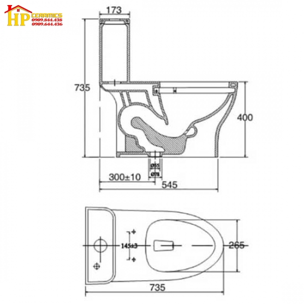 BÀN CẦU KHỐI VIGLACERA V36 CHÍNH HÃNG