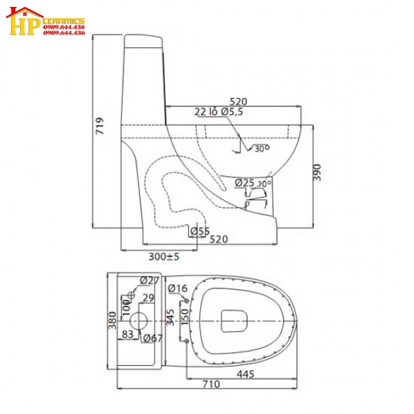 BÀN CẦU KHỐI VIGLACERA V38M  CHÍNH HÃNG