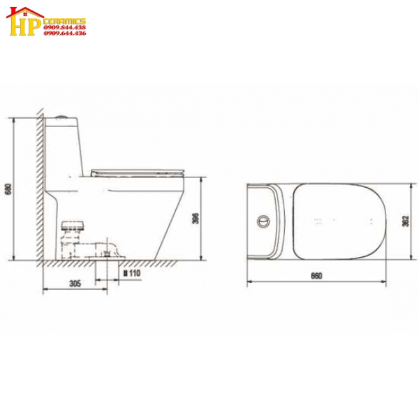 BÀN CẦU KHỐI VIGLACERA V68 CHÍNH HÃNG