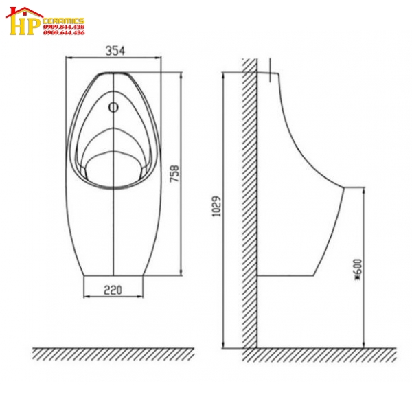 BỒN TIỂU TREO TƯỜNG AMERICAN STANDARD WP-6737B CHÍNH HÃNG