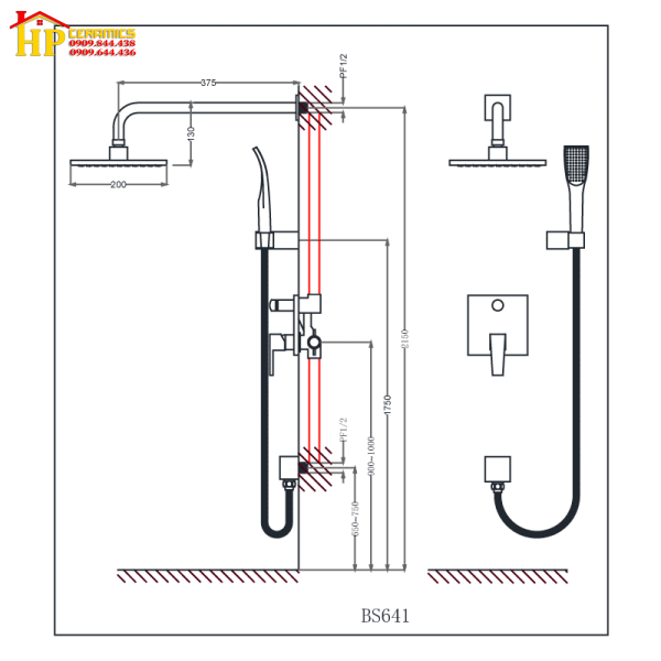SEN TẮM ÂM TƯỜNG CAESAR BS641 CHÍNH HÃNG