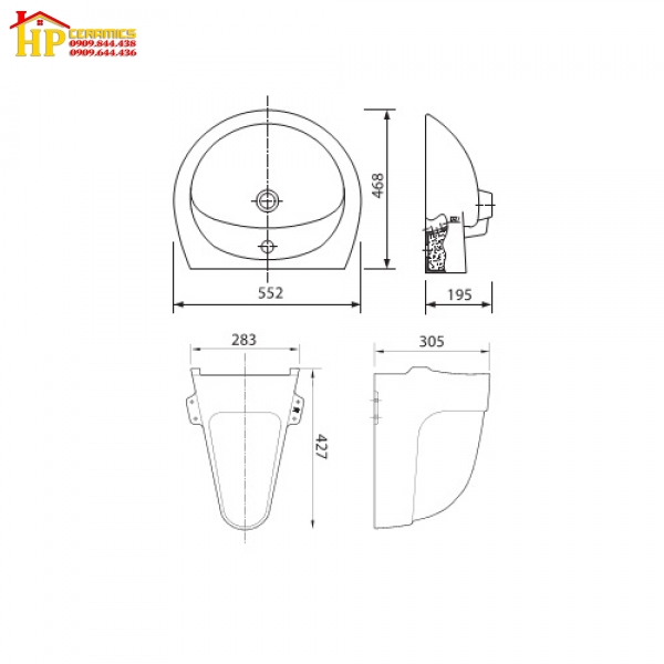 CHẬU LAVABO TREO TƯỜNG VIGLACERA BS409+BS502 CHÍNH HÃNG