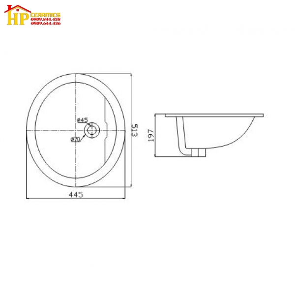 CHẬU LAVABO ÂM BÀN VIGLACERA CD1 CHÍNH HÃNG