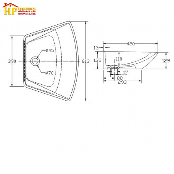 CHẬU LAVABO ĐẶT BÀN VIGLACERA CD17  CHÍNH HÃNG