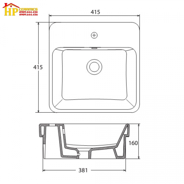 CHẬU LAVABO ĐẶT BÀN VIGLACERA V24 CHÍNH HÃNG