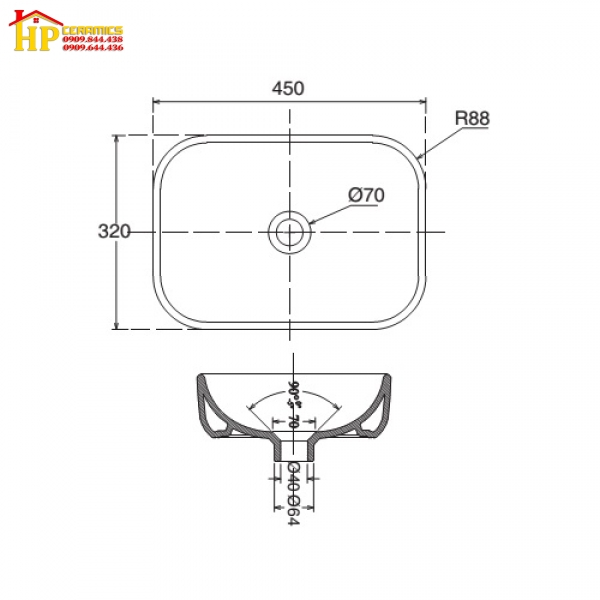 CHẬU LAVABO ĐẶT BÀN VIGLACERA  V25 CHÍNH HÃNG