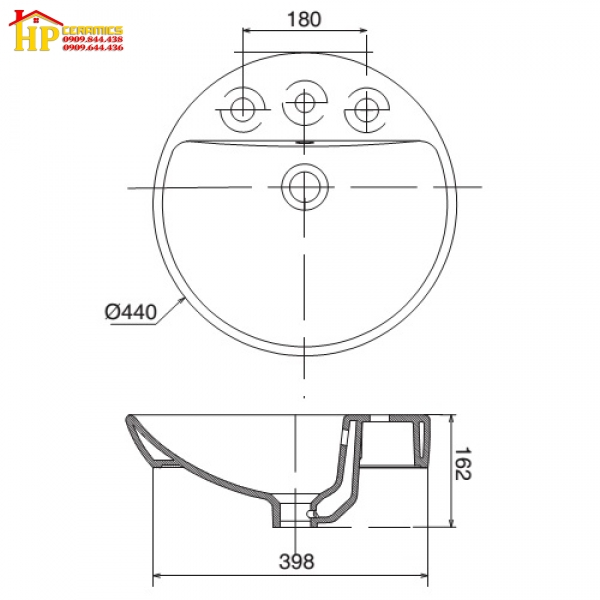 CHẬU LAVABO ĐẶT BÀN VIGLACERA V26 CHÍNH HÃNG
