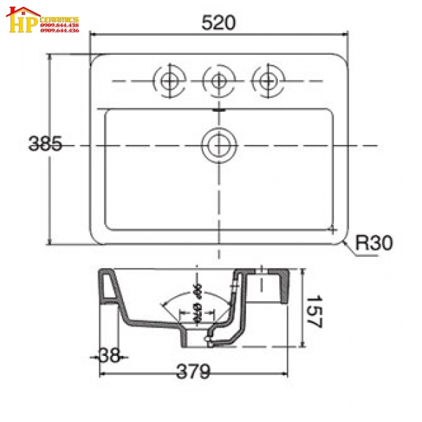CHẬU LAVABO ĐẶT BÀN VIGLACERA V29 CHÍNH HÃNG