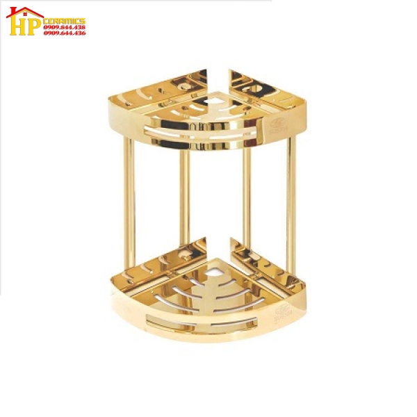 KỆ GÓC 2 TẦNG ĐỒNG THAU MẠ VÀNG CAO CẤP KG-35