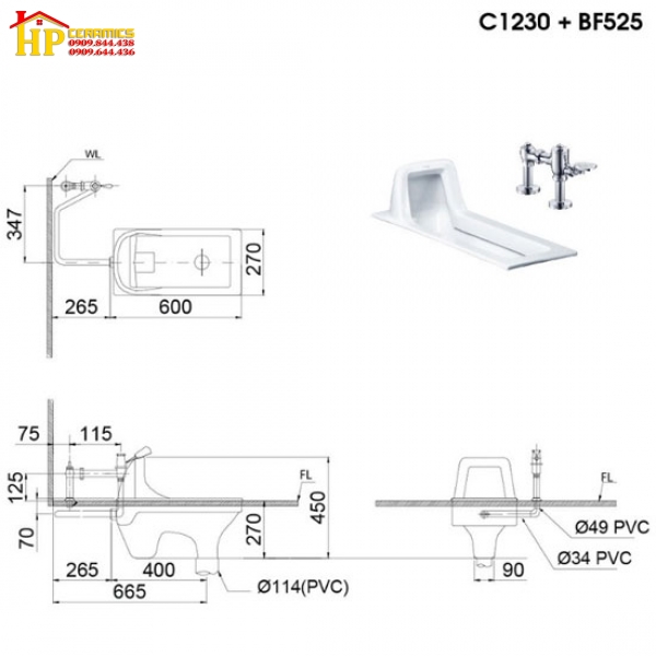 BÀN CẦU XÍ XỔM CAESAR C1230 + BỘ XÃ GẠT BF525A CHÍNH HÃNG