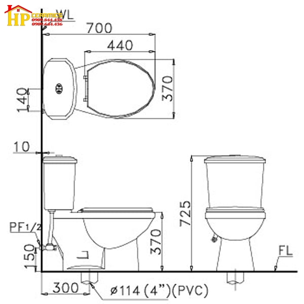 BÀN CẦU HAI KHỐI CAESAR CD1338 CHÍNH HÃNG