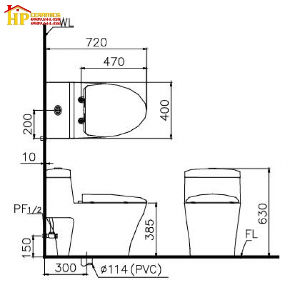 BÀN CẦU KHỐI CAESAR CD1356 CHÍNH HÃNG