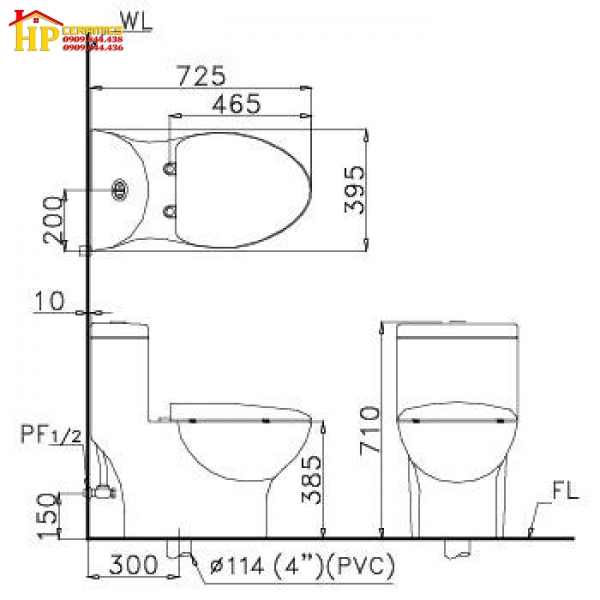 BÀN CẦU KHỐI CAESAR CD1375 CHÍNH HÃNG