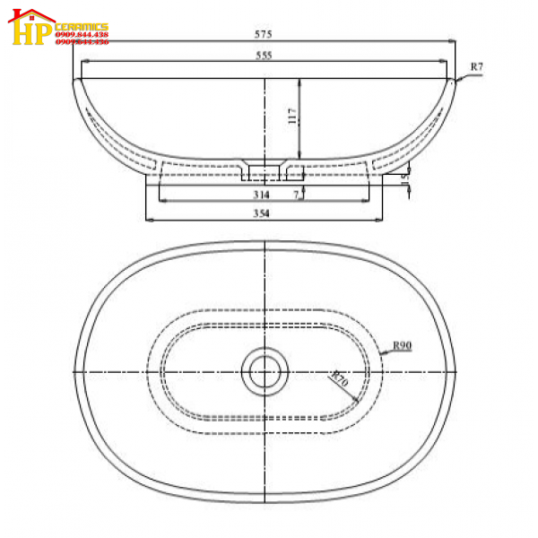 CHẬU LAVABO ĐẶT BÀN VIGLACERA CD15 CHÍNH HÃNG