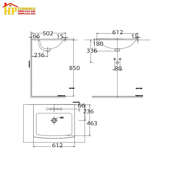 CHẬU LAVABO ÂM BÀN AMERICAN STANDARD WP-F507 CHÍNH HÃNG