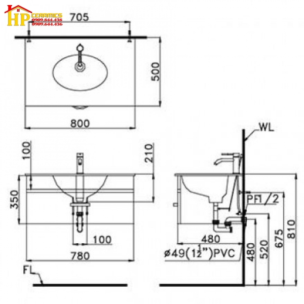 CHẬU LAVABO ĐẶT BÀN CAESAR LF5026 CHÍNH HÃNG