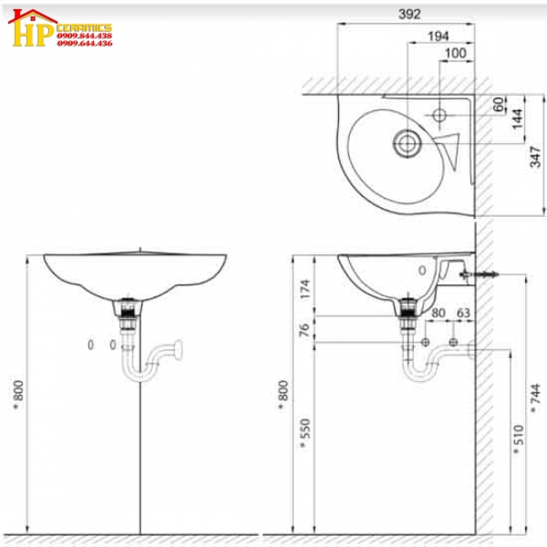 LAVABO GÓC TREO TƯỜNG INAX L-281V