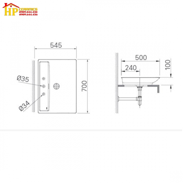 CHẬU LAVABO ĐỂ BÀN INAX AL-S630V CHÍNH HÃNG