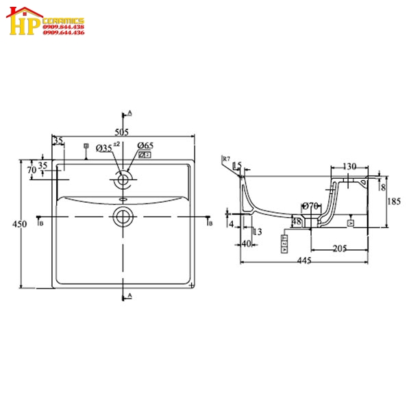 CHẬU LAVABO ĐẶT BÀN VIGLACERA V42M CHÍNH HÃNG