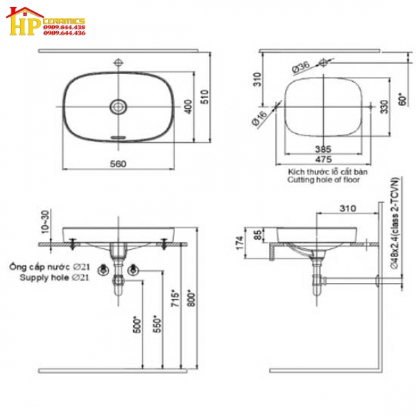CHẬU LAVABO RỬA MẶT INAX AL-642V CHÍNH HÃNG