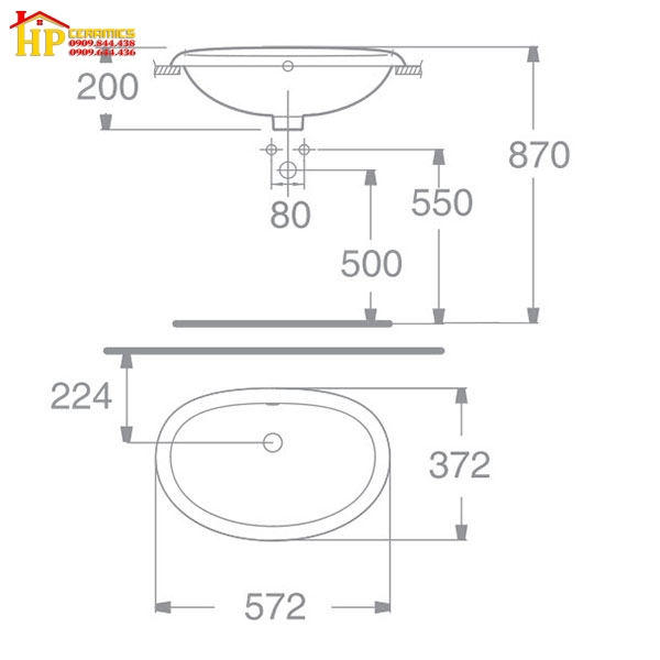 CHẬU LAVABO ÂM BÀN AMERICAN STANDARD  WP-F509 CHÍNH HÃNG