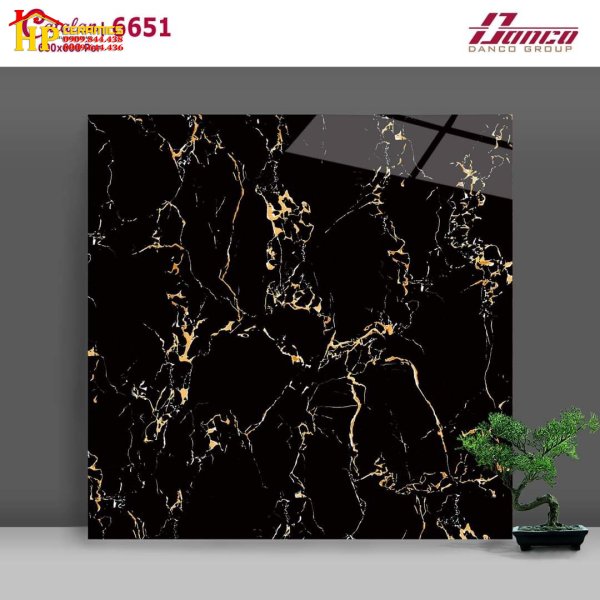 Gạch 60x60 Ốp Lát Phòng Khách Đen Vân Cam