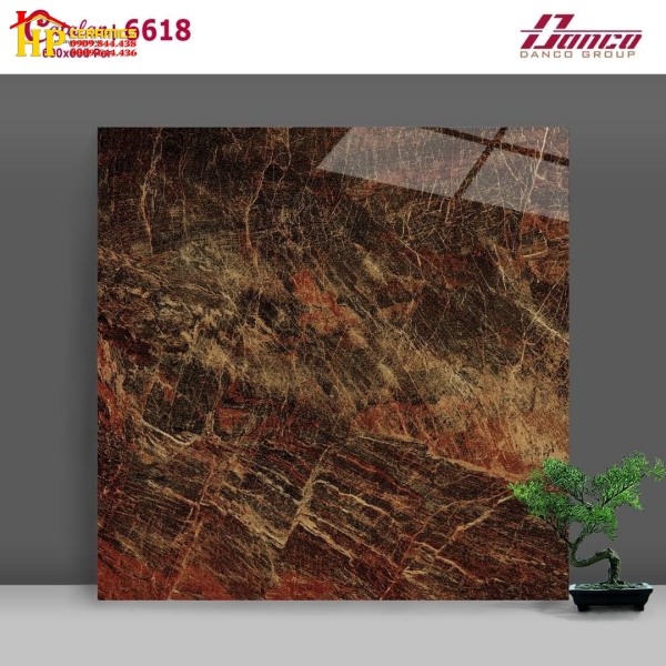 Gạch Lát Nền 60x60 Bóng Kiếng Catalan Màu Nâu Đỏ