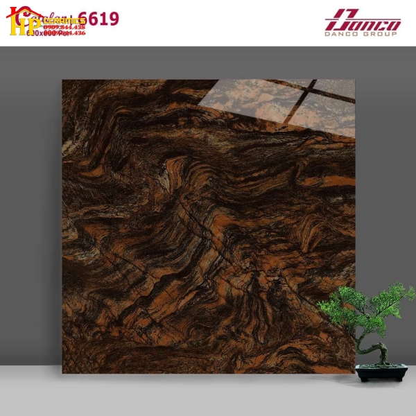 Gạch Ốp Lát Catalan 60x60 Bóng Kiếng Vân Đá Nâu