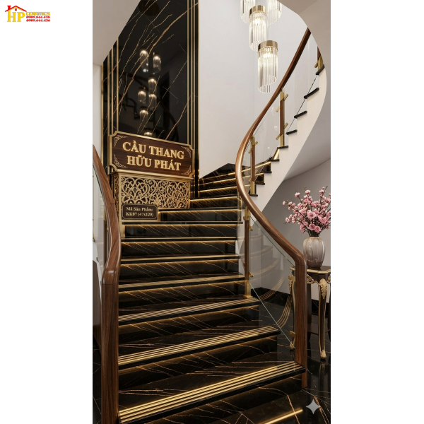 GẠCH CẦU THANG 47X120 ĐEN HUYỀN BÍ KHẮC KIM KK07 NHẬP KHẨU CAO CẤP 