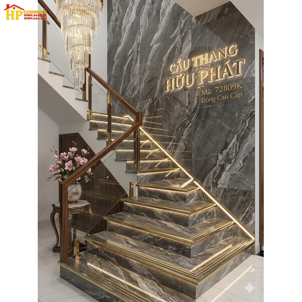GẠCH CẦU THANG 47X120 VÂN ĐÁ MARBLE XÁM 12809K NHẬP KHẨU CAO CẤP