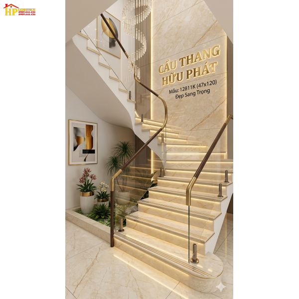 GẠCH CẦU THANG 47X120 VÂN ĐÁ KEM VÀNG CHẠY RẢNH 12811K NHẬP KHẨU CAO CẤP