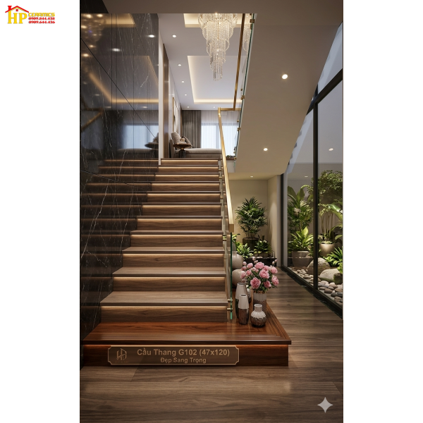 GẠCH CẦU THANG 47X120 VÂN GỖ NÂU XÁM G102 NHẬP KHẨU CAO CẤP