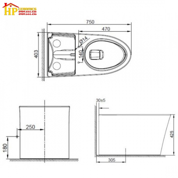 BÀN CẦU  KHỐI AMERICAN STANDARD  WP-3232 CHÍNH HÃNG 