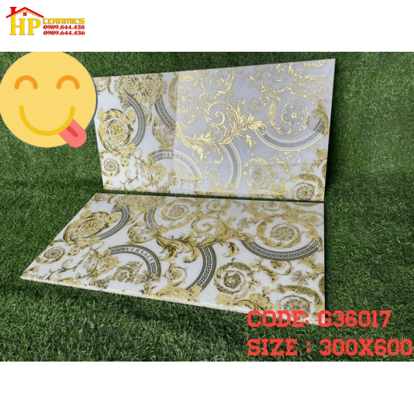 GẠCH TRANG TRÍ 30X60 SẮC MÀU TRẮNG HỌA TIẾT CỔ ĐIỂN QUÝ PHÁI TRÁNG GƯƠNG VÀNG NHẬP KHẨU CAO CẤP