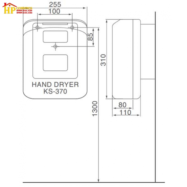 MÁY SẤY TAY INAX KS-370 CHÍNH HÃNG